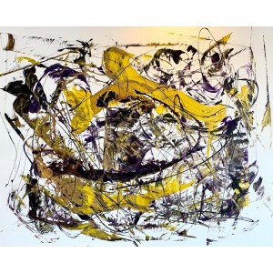 Pintura del artista Curro Leyton - Yellow & Purple Energy