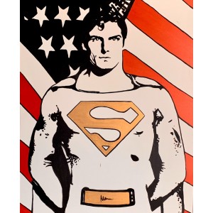 Pintura del artista Curro Leyton - Superman