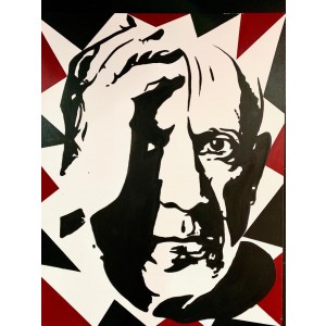 Pintura del artista Curro Leyton - Retrato Picasso